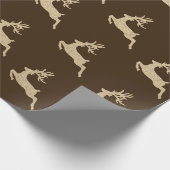 Reinadeer Nieuwjaar Bronze Sepia Kraft Kerstmis Cadeaupapier (Hoek)