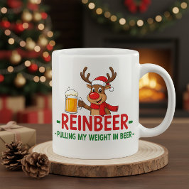 Reinbeer Funny Christmas Reindeer Beer Mug  Grote Koffiekop