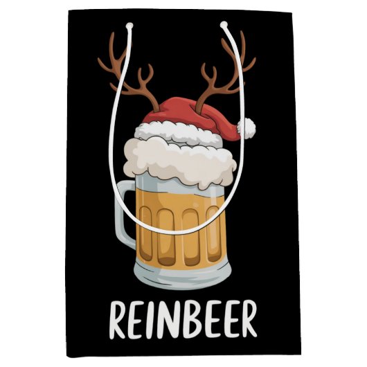 Reinbeer Funny Couples Christmas Matching Holiday  Medium Cadeauzakje (Voorkant)