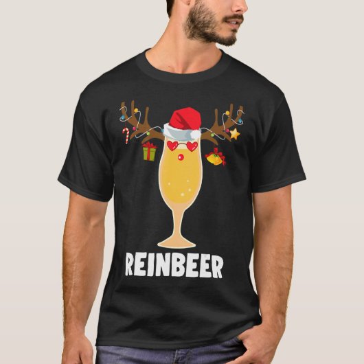 Reinbeer Kerstkerstkerstkerstverlichting rendierbi T-shirt (Voorkant)