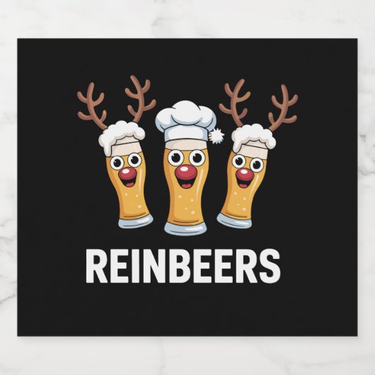 Reinbeers Funny Reindeer Beer Kerstmis Drink Bier Etiket (Enkel label)