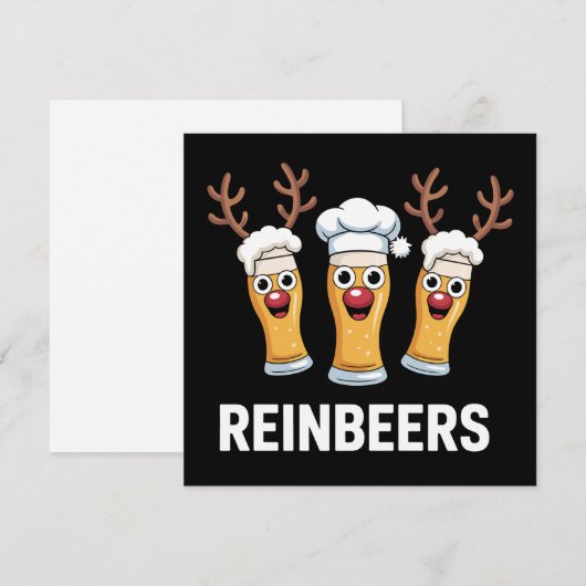 Reinbeers Grappig Rendier Bier Kerst Drinken  Feestdagenkaart (Voorkant / Achterkant)
