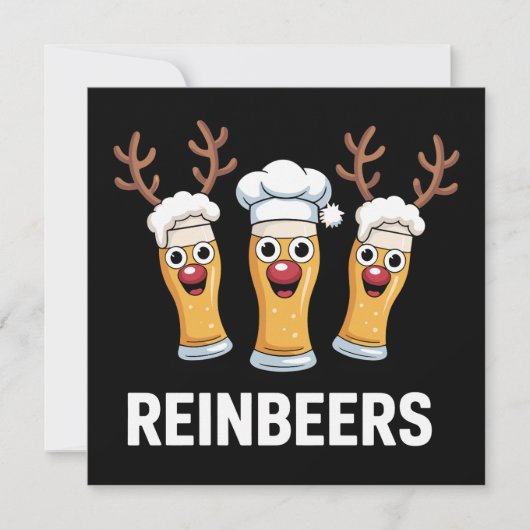 Reinbeers Grappig Rendier Bier Kerst Drinken  Feestdagenkaart (Voorkant)