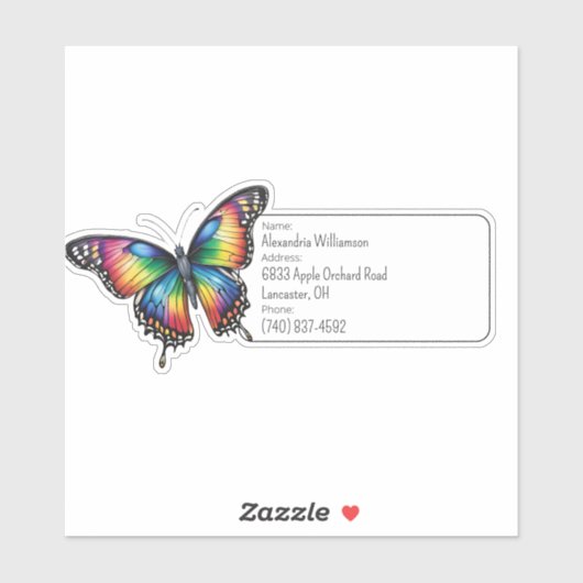 Reinbow Butterfly Bagage ID Sticker (Vel)