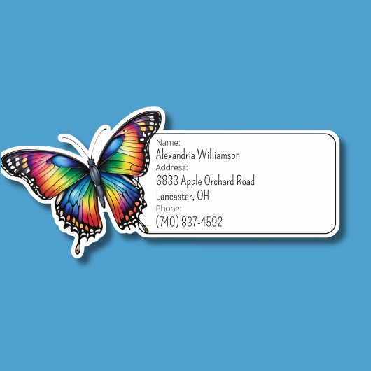 Reinbow Butterfly Bagage ID Sticker