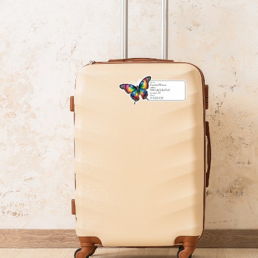 Reinbow Butterfly Bagage ID Sticker