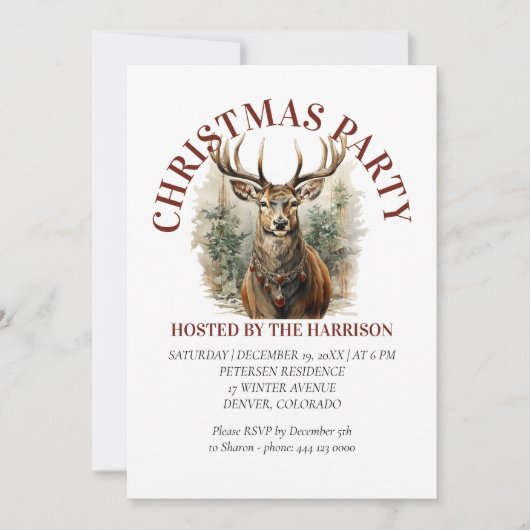 Reindear Retro Classic Schattige Kerst Kaart (Voorkant)