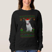 Reindebaard Santa Hat Matching Ugly Bull Terrier D Trui (Voorkant)