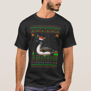 Reindebaars Santa Hat Matching Ugly Loon Bird Chri T-shirt