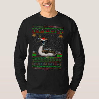 Reindebaars Santa Hat Matching Ugly Loon Bird Chri T-shirt