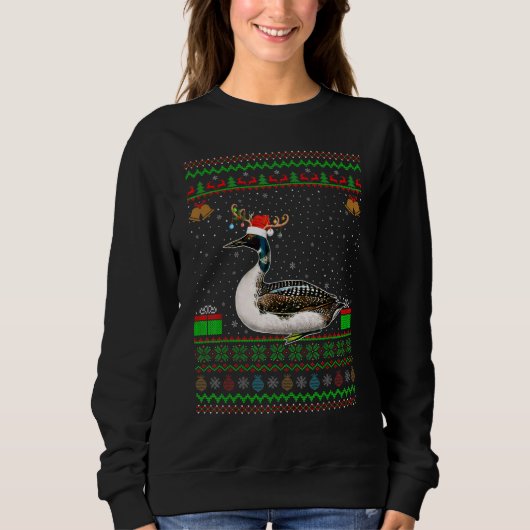 Reindebaars Santa Hat Matching Ugly Loon Bird Chri Trui (Voorkant)
