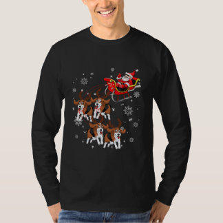 Reindedarbeagle Dog Pulling Santa Claus Sleigh T-shirt