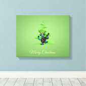 Reindedardanseringgitaar Merry-kerstboom Canvas Afdruk (Insitu (Houten vloer))