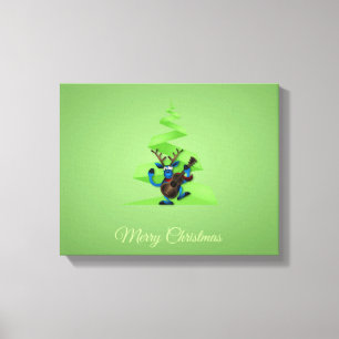 Reindedardanseringgitaar Merry-kerstboom Canvas Afdruk