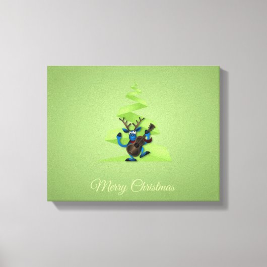 Reindedardanseringgitaar Merry-kerstboom Canvas Afdruk (Voorkant)