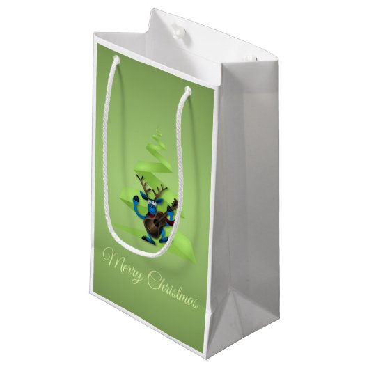 Reindedardanseringgitaar Merry-kerstboom Klein Cadeauzakje (Voorkant Gekanteld)
