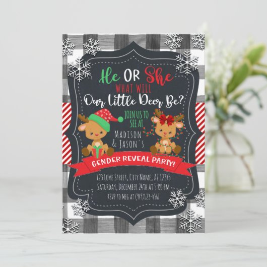 Reindedargender onthulling kerstfeest Baby Kaart (Staand voorkant)