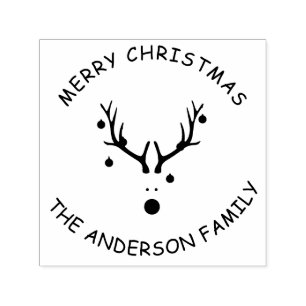 Reindedarhoofd Kerstmis moderne familienaam Zelfinktende Stempel