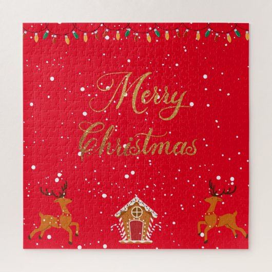 Reindedarhuis en snoep - kerstvakantie legpuzzel (Verticaal)