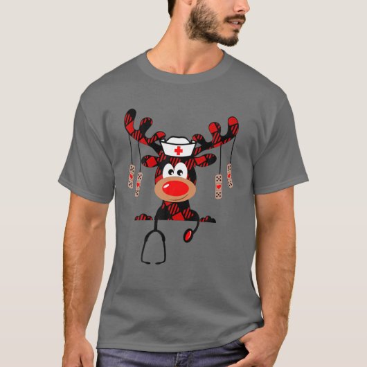 Reindedarkruiden kerstscrub bovenrubber handschoen t-shirt (Voorkant)
