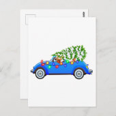 Reindedarm die een kever bestuurt met kerst treeb briefkaart (Voorkant / Achterkant)