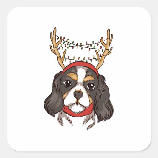 Reindedarm Dog Xmas kerstcadeau Vierkante Sticker (Voorkant)