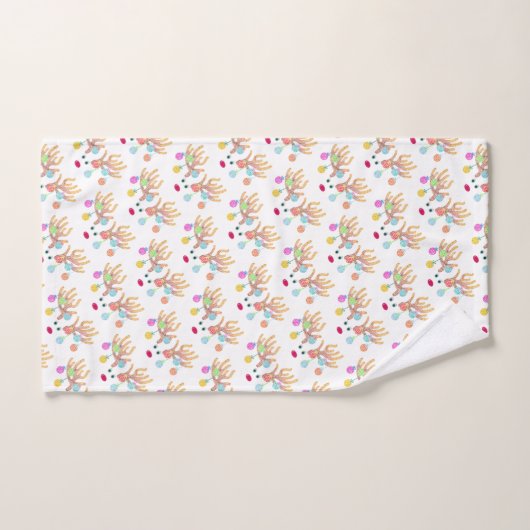 Reindedarm en ornaments Holiday Bathroom Towel Set Bad Handdoek (Handdoek)