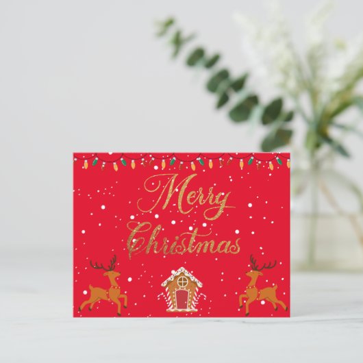 Reindedarm en snoep - Kerstmis Feestdagenkaart (Staand voorkant)