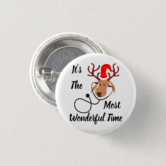 Reindedarm Kerstmis Ronde Button 3,2 Cm (Voorkant /achterkant)