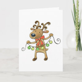 Reindedarm met kerstlampjes feestdagen kaart