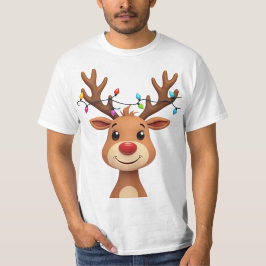 Reindedarm met kerstlampjes t-shirt (Voorkant)