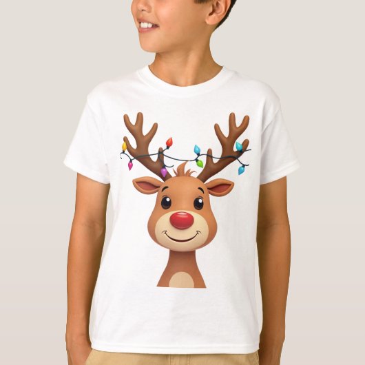 Reindedarm met kerstlampjes t-shirt (Voorkant)