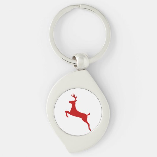 Reindedarm met Kerstmis Red Silhouette Golf Balls Sleutelhanger (Voorkant)