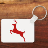 Reindedarm met Kerstmis Red Silhouette Trucker Hat Sleutelhanger (Voorkant)
