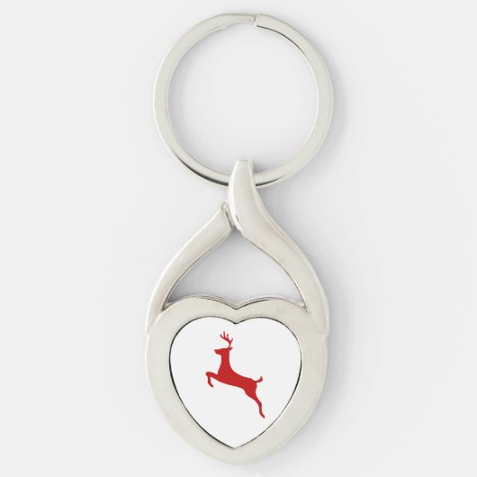 Reindedarm met Kerstmis Red Silhouette Trucker Hat Sleutelhanger (Voorkant)