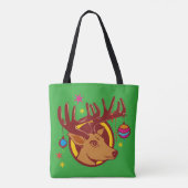 Reindedarm met kerstversiering + uw idee tote bag (Achterkant)