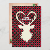 Reindedarm met zwarte en rode gevarieerde kerst feestdagenkaart (Voorkant / Achterkant)