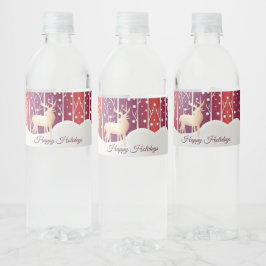 Reindedarm Snowy Holiday Water Fles Label Waterfles Etiket