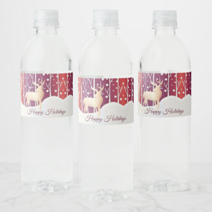 Reindedarm Snowy Holiday Water Fles Label Waterfles Etiket