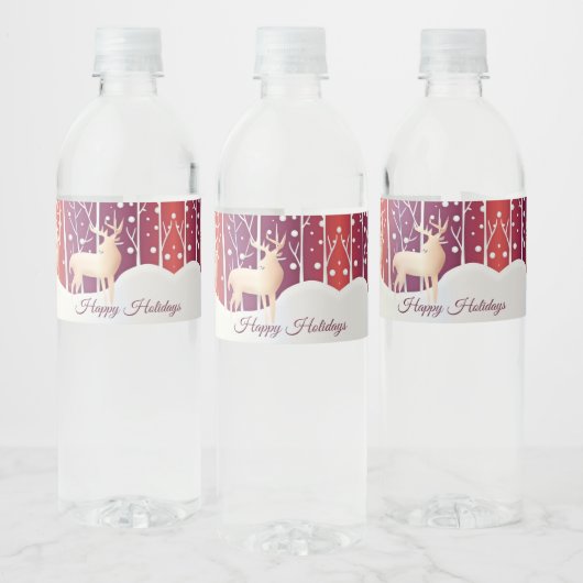 Reindedarm Snowy Holiday Water Fles Label Waterfles Etiket (Flessen)