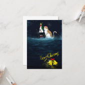 Reindedarmeisje Kerstavond met kerst Magische fees Kaart (Voorkant / Achterkant in situ)