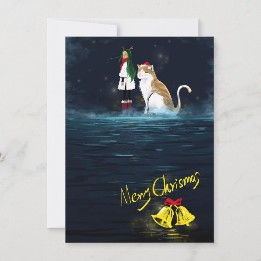 Reindedarmeisje Kerstavond met kerst Magische fees Kaart (Voorkant)