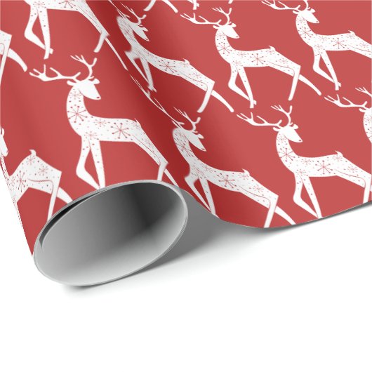 Reindedarmen en Snowflakes Reindekerst Cadeaupapier (Rol Hoek)