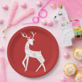 Reindedarmen en Snowflakes Reindekerst Papieren Bordje (Feest)