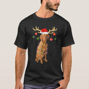 Reindedarmen Vizsla Dog Santa Hat T-shirt