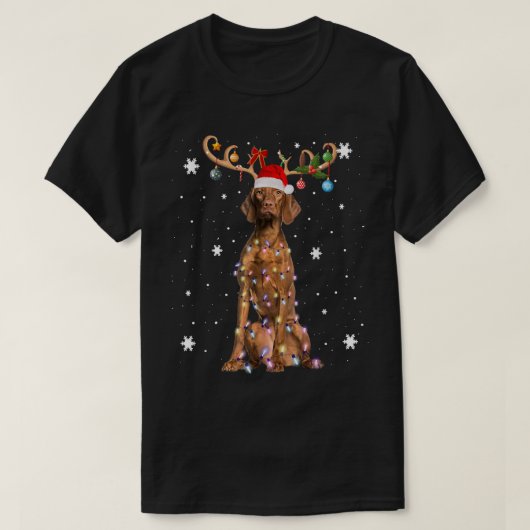 Reindedarmen Vizsla Dog Santa Hat T-shirt (Design voorkant)