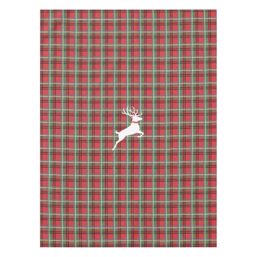 Reindedarmontpalen op rood en groen kerstpannen tafelkleed (Voorkant)