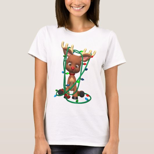 Reindedarmontpannen met kerstlampjes t-shirt (Voorkant)