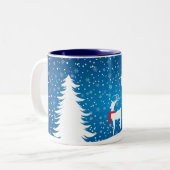 Reindedarmontsteking in de sneeuwkerst-Mok Tweekleurige Koffiemok (Voorkant links)