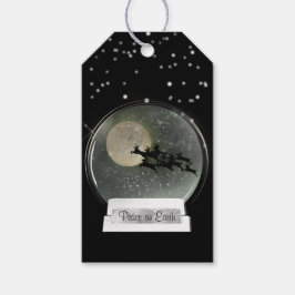 Reindedarmontsteking met de Moon-kerstsnowglobe Cadeaulabel